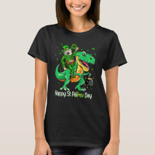 Great Pyrenees Riding Dinosaur Patricks Day Shamro T-Shirt