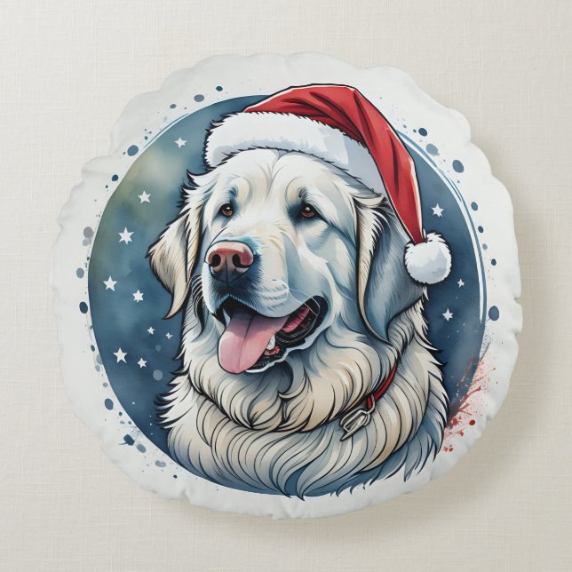 Great Pyrenees Round Pillow (Front)