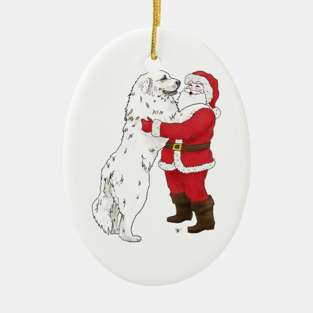 Great Pyrenees Santa Ornament (Front)