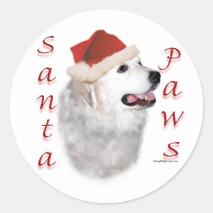 Great Pyrenees Santa Paws Classic Round Sticker
