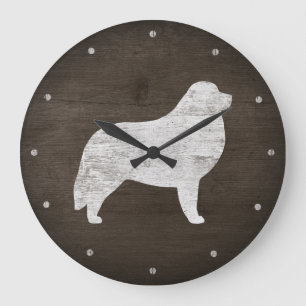 Great Pyrenees Silhouette Rustic Large Clock