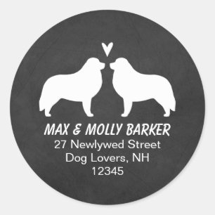 Great Pyrenees Silhouettes Love Return Address Classic Round Sticker