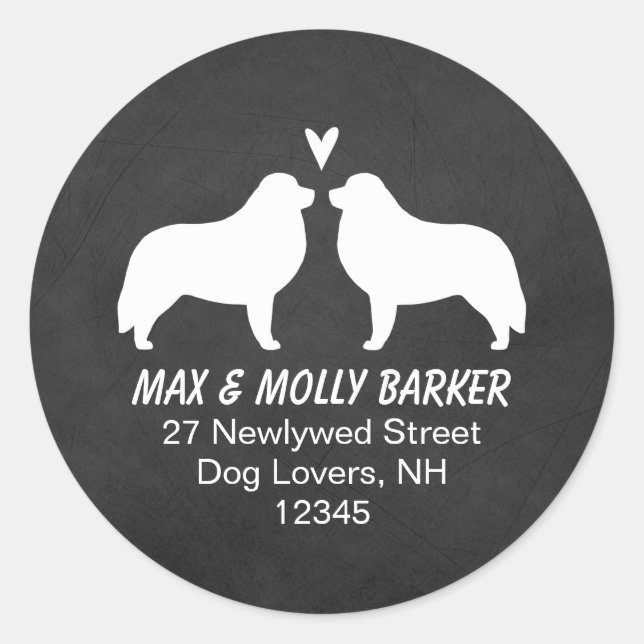 Great Pyrenees Silhouettes Love Return Address Classic Round Sticker (Front)