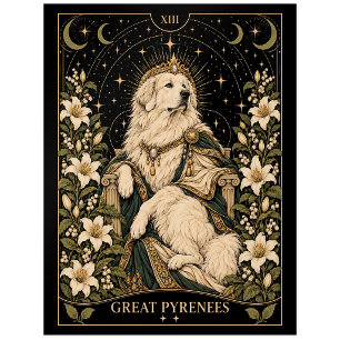Great Pyrenees, Starlit Tarot Art Postcard