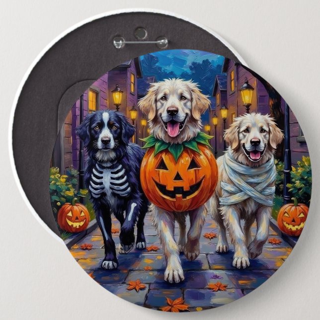 Great Pyrenees Trick-or-Treating Halloween Costume 6 Cm Round Badge (Front & Back)