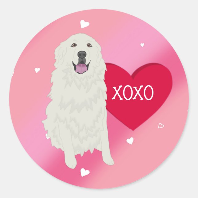 Great Pyrenees Valentines Day Classic Round Sticker (Front)