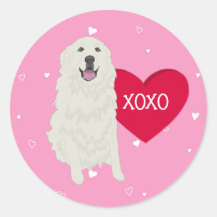 Great Pyrenees Valentines Day  Classic Round Sticker