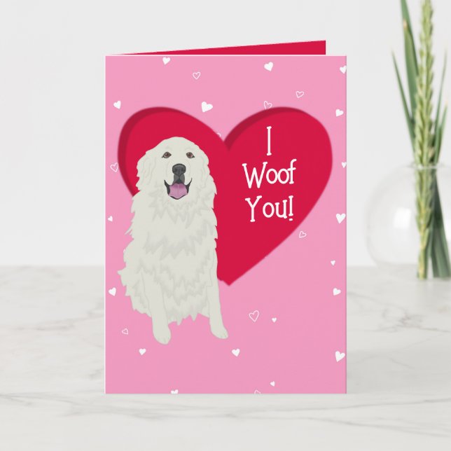 Great Pyrenees Valentines Day  Holiday Card (Front)