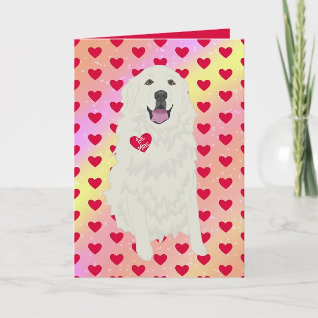 Great Pyrenees Valentines Day  Thank You Card (Front)