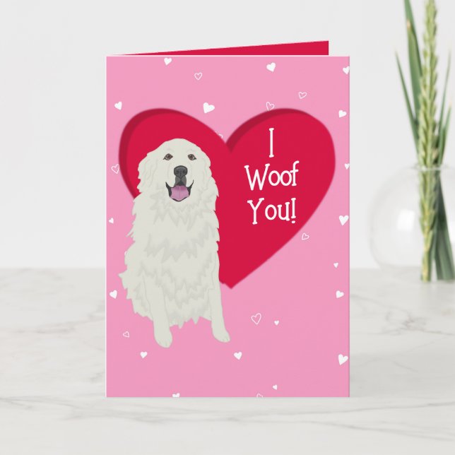 Great Pyrenees Valentines Day Thank You Card (Front)