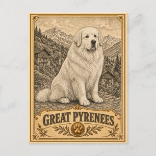 Great Pyrenees, Vintage Heritage Dog Postcard