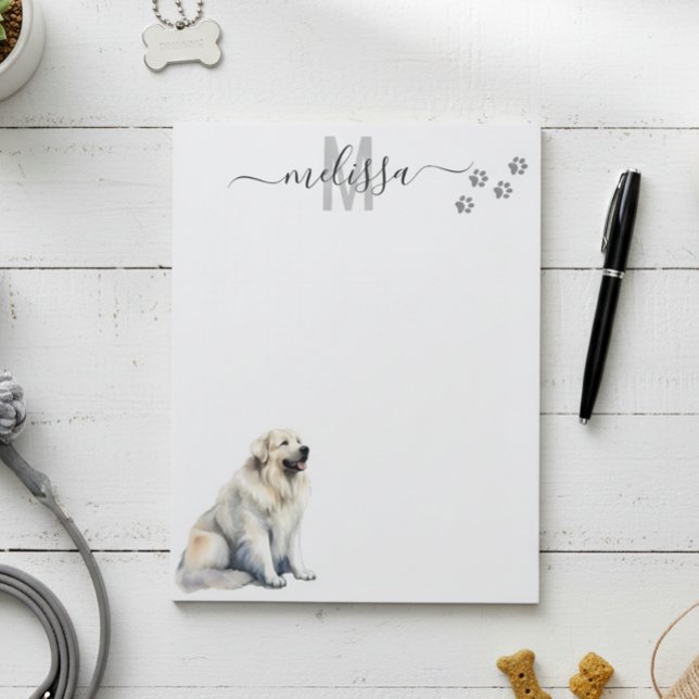Great Pyrenees Watercolor Monogram Personalised  Notepad (Creator Uploaded)