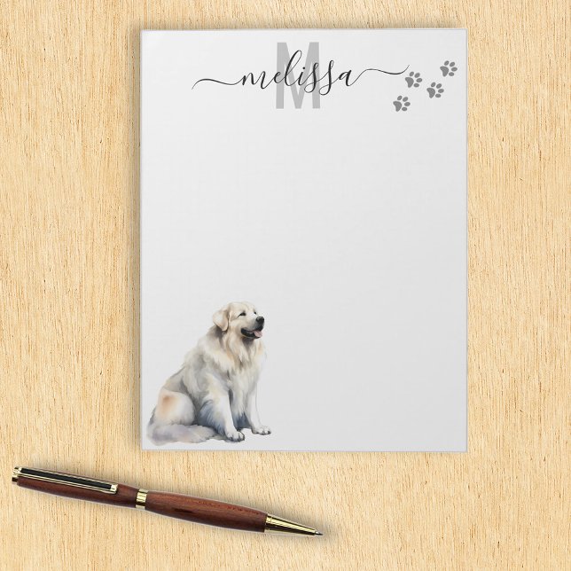 Great Pyrenees Watercolor Monogram Personalised  Notepad (Creator Uploaded)