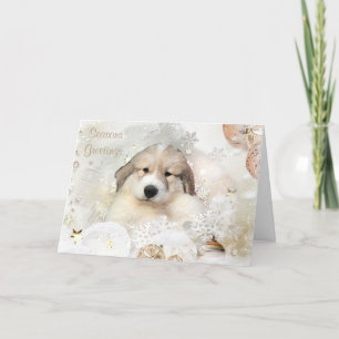 Great Pyrenees Watercolor Puppy Holiday Card