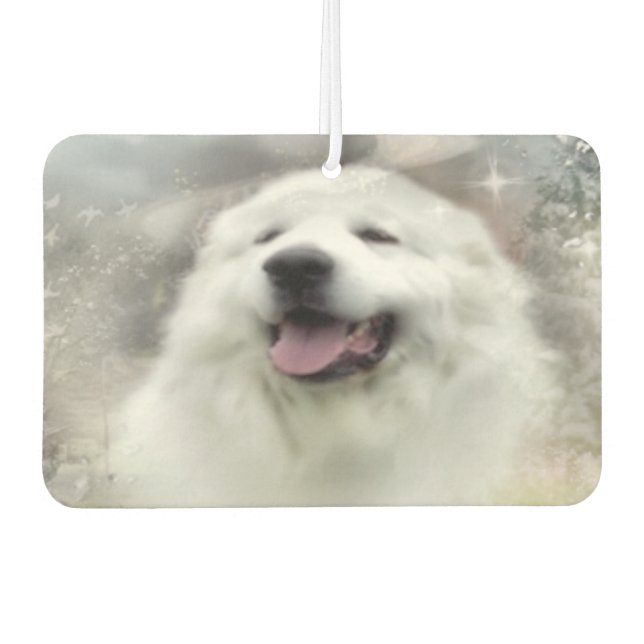 Great Pyrenees Winter Scene Car Air Freshener (Front)