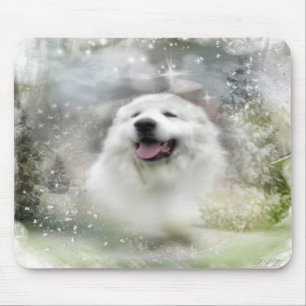 Great Pyrenees Winter Scene - Mousepad