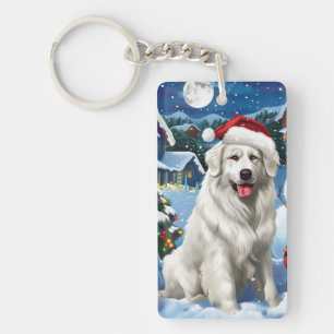 Great Pyrenees Winter Wonderland Christmas Joy Key Ring
