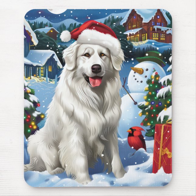 Great Pyrenees Winter Wonderland Christmas Joy Mouse Mat (Front)