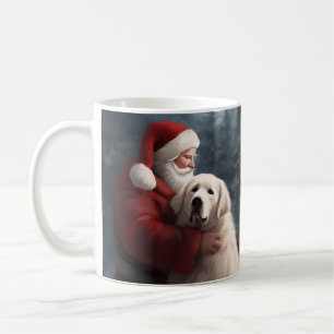 Great Pyrenees With Santa Claus Festive Christmas Coffee Mug