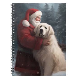 Great Pyrenees With Santa Claus Festive Christmas Notebook