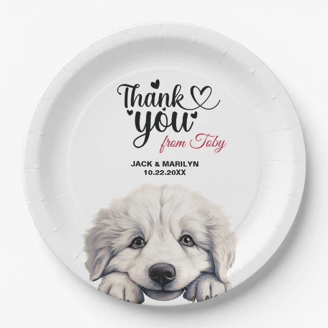 Great Pyrenese Dog Wedding Reception Paper Plate (Front)
