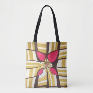 Great red floral ivory design tote bag