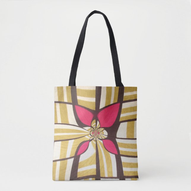 Great red floral ivory design tote bag (Front)