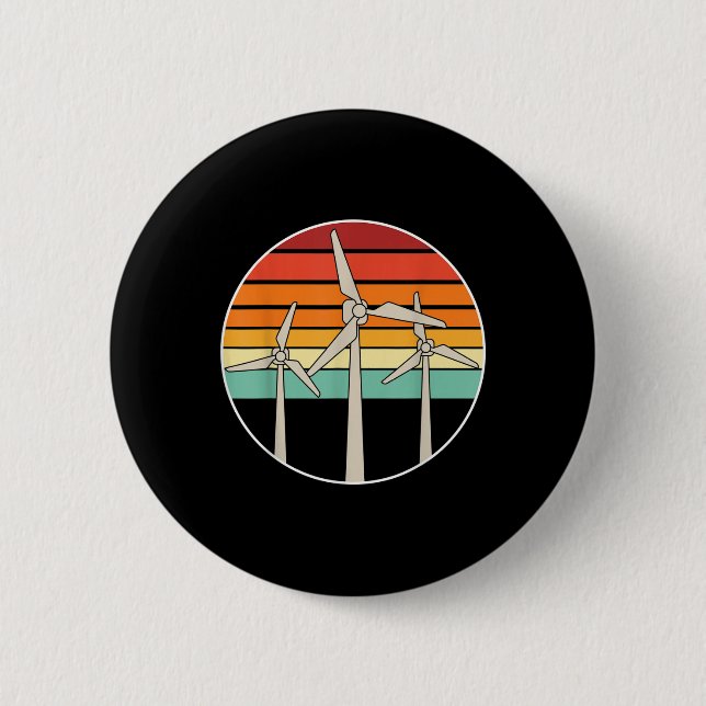 Great Renewable Energy Wind Power Windmill Environ 6 Cm Round Badge (Front)