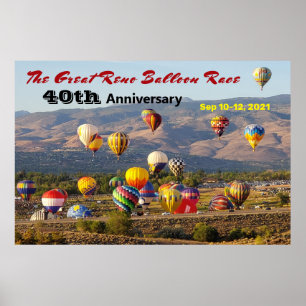 Great Reno Balloon Race Rising Balloons 40th Year  Poster