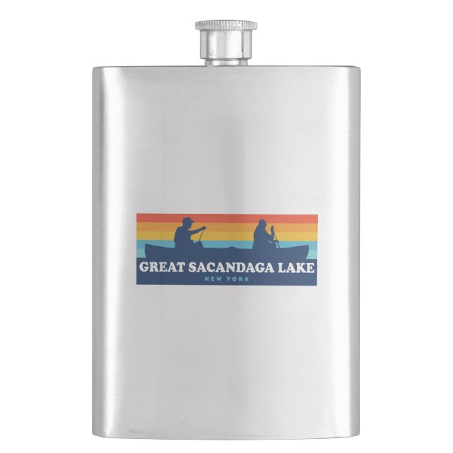 Great Sacandaga Lake New York Canoe Hip Flask (Front)