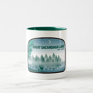 Great Sacandaga Lake New York Deer Two-Tone Coffee Mug
