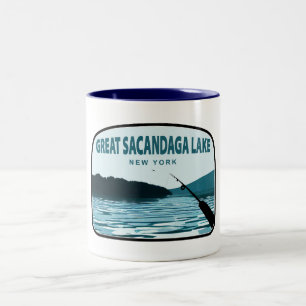 Great Sacandaga Lake New York Fishing Rod Two-Tone Coffee Mug