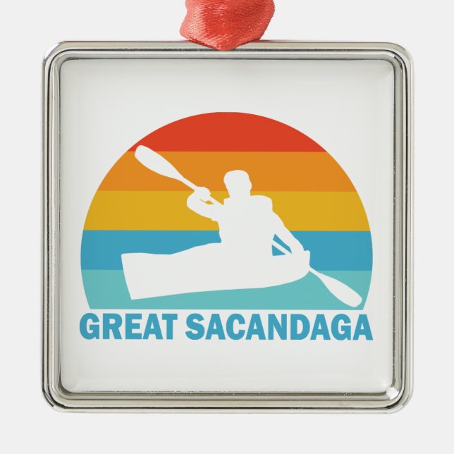 Great Sacandaga Lake New York Kayak Metal Tree Decoration (Front)