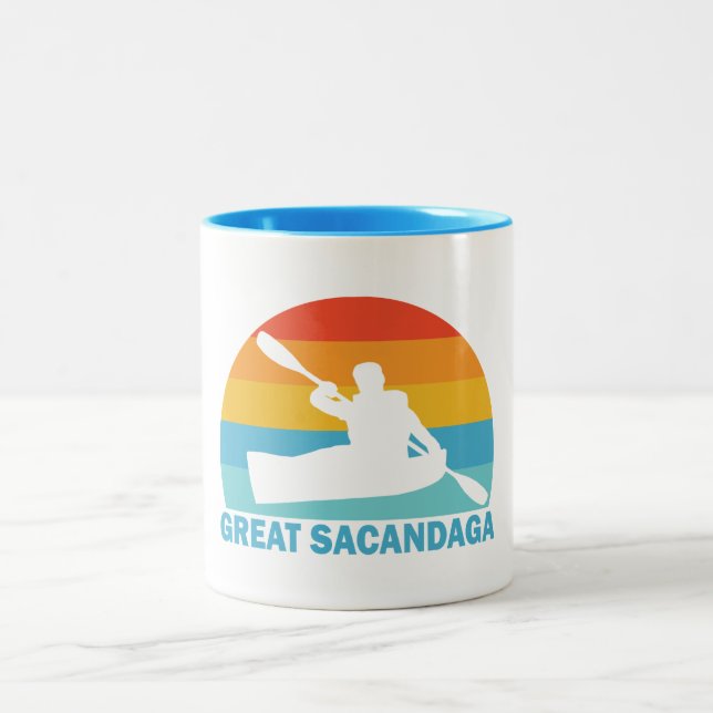 Great Sacandaga Lake New York Kayak Two-Tone Coffee Mug (Center)