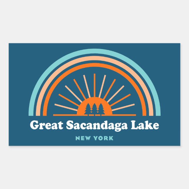 Great Sacandaga Lake New York Rainbow Rectangular Sticker (Front)