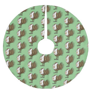 Great sage grouse bird cartoon illustration  brushed polyester tree skirt