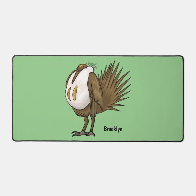 Great sage grouse bird cartoon illustration desk mat (Front)