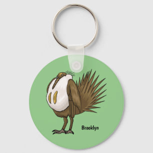 Great sage grouse bird cartoon illustration key ring