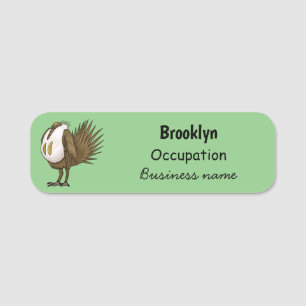 Great sage grouse bird cartoon illustration  name tag