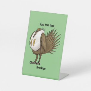 Great sage grouse bird cartoon illustration pedestal sign