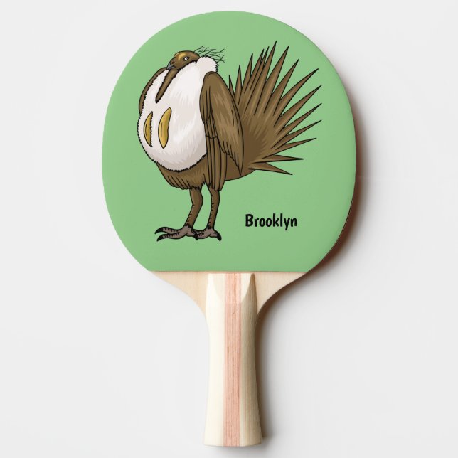 Great sage grouse bird cartoon illustration  ping pong paddle (Back)