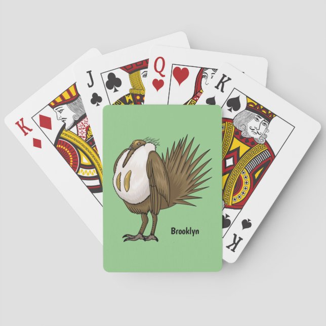 Great sage grouse bird cartoon illustration playing cards (Back)