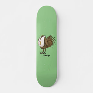 Great sage grouse bird cartoon illustration  skateboard