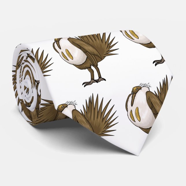 Great sage grouse bird cartoon illustration  tie (Rolled)