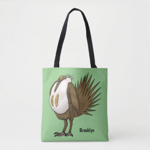 Great sage grouse bird cartoon illustration  tote bag