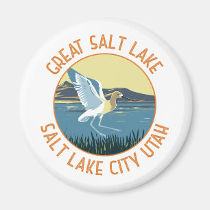 Great Salt Lake American Avocet Retro Distressed Magnet