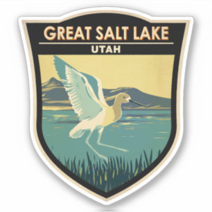 Great Salt Lake American Avocet Travel Art Vintage