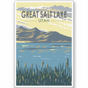 Great Salt Lake Utah Travel Art Vintage