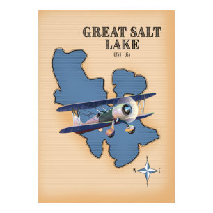 Great Salt Lake Utah vintage style map Photo Print