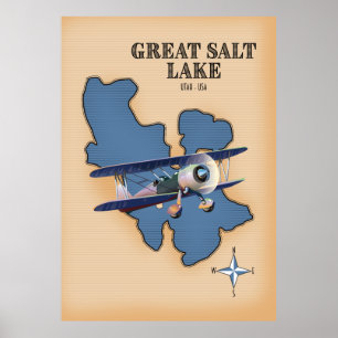 Great Salt Lake Utah vintage style map Poster